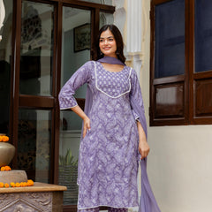EthniFlair Ethnic Motifs Embroidered Kurta with Pyjamas & Dupatta
