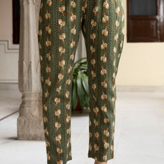 EthniFlair Floral Printed V-Neck A-Line Kurta & Trousers With Dupatta