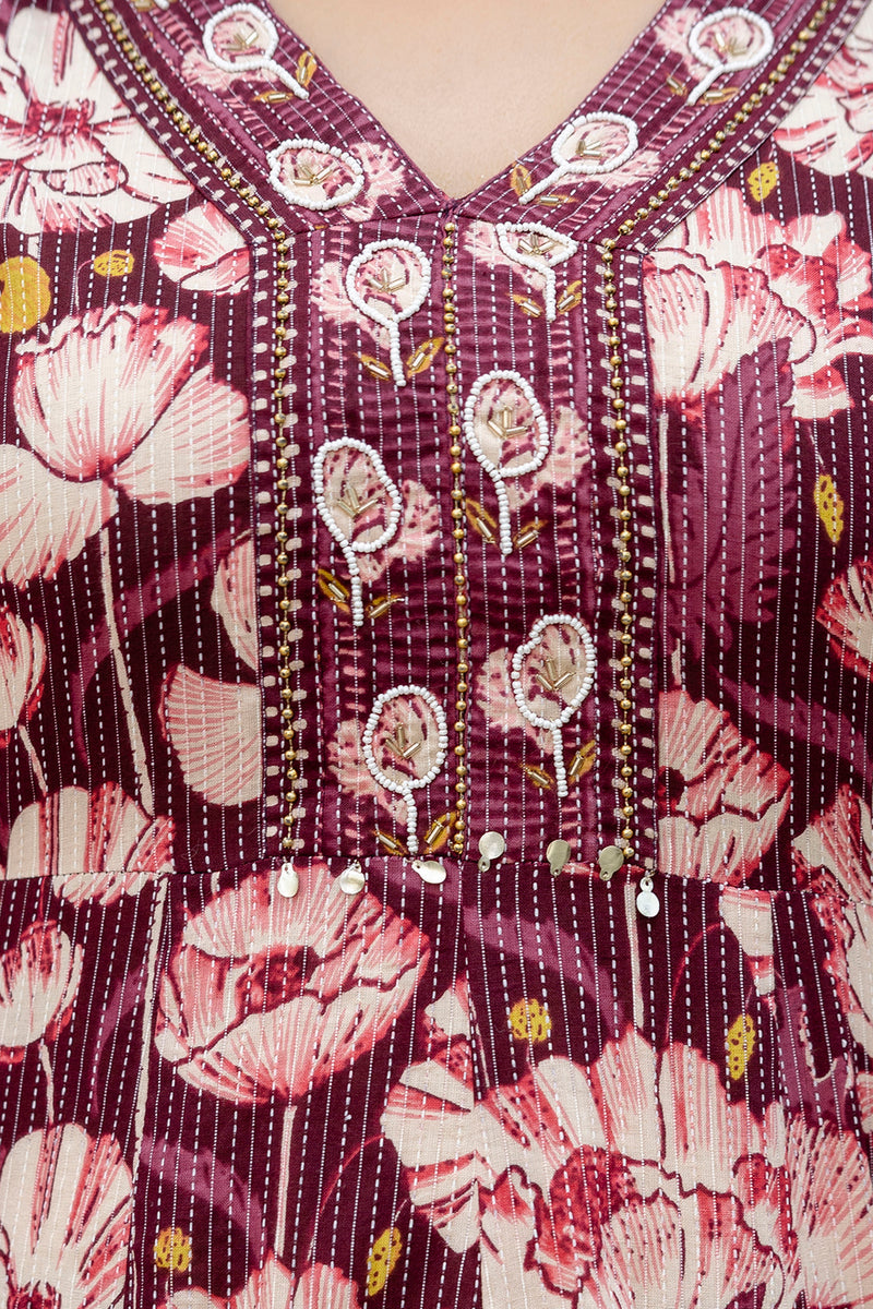 EthniFlair Floral Embroidered Anarkali Kurta with Pyjamas & Dupatta