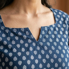 Cotton Printed Back tie-up with pom-pom detailing kurti