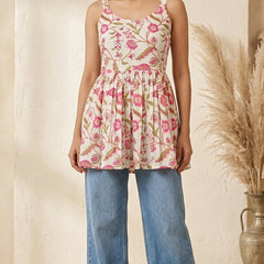 Cotton A-line Floral Kurti