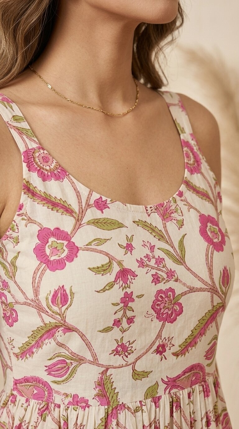 Cotton A-line Floral Kurti