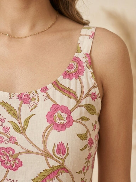 Cotton A-line Floral Kurti