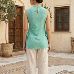 Cotton High Neck Side tie-up Printed Kurti