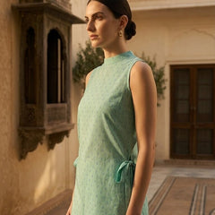 Cotton High Neck Side tie-up Printed Kurti