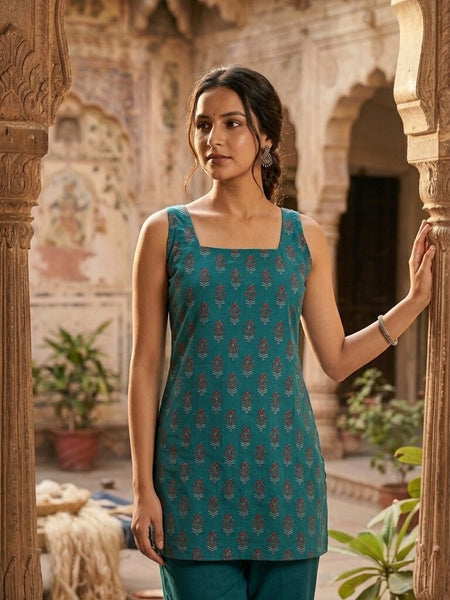 Women Cotton Square Neck Kurti