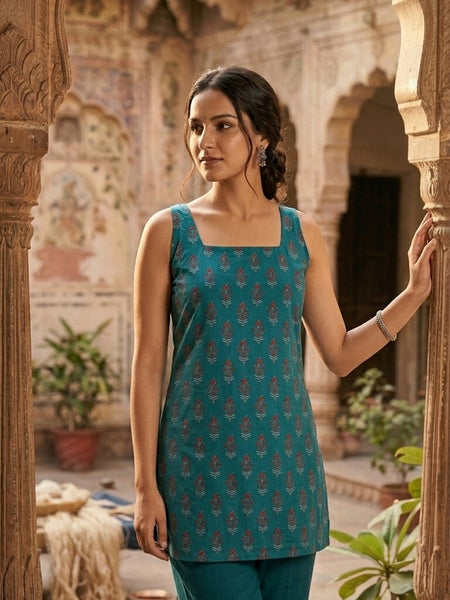 Women Cotton Square Neck Kurti