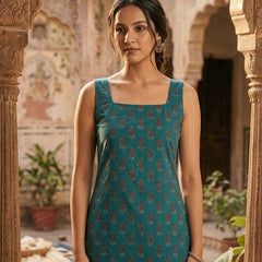 Women Cotton Square Neck Kurti