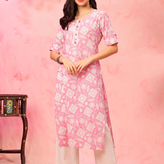 EthniFlair Floral Printed Round Neck Straight Kurta6