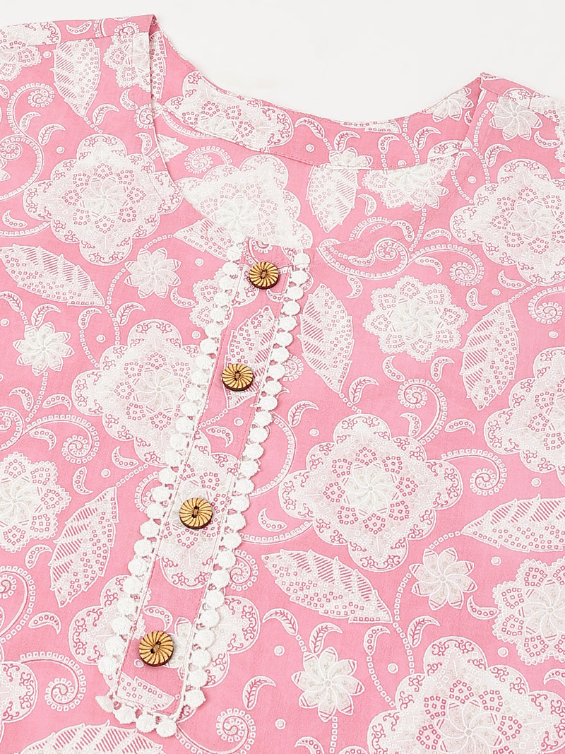 EthniFlair Floral Printed Round Neck Straight Kurta6