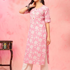 EthniFlair Floral Printed Round Neck Straight Kurta6