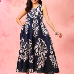 EthniFlair Floral Print Fit & Flare Maxi Dress