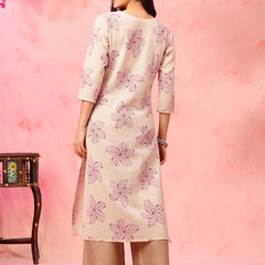 EthniFlair Floral Printed V-Neck Straight Kurta