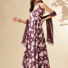 EthniFlair Floral Printed Floral Anarkali Kurta with Dupatta