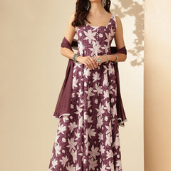 EthniFlair Floral Printed Floral Anarkali Kurta with Dupatta