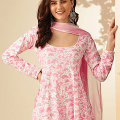 EthniFlair Floral Printed Floral Anarkali Kurta with Dupatta