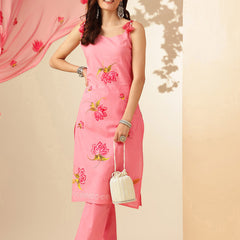 EthniFlair Floral Phulkari Kurti with Pyjamas & Dupatta