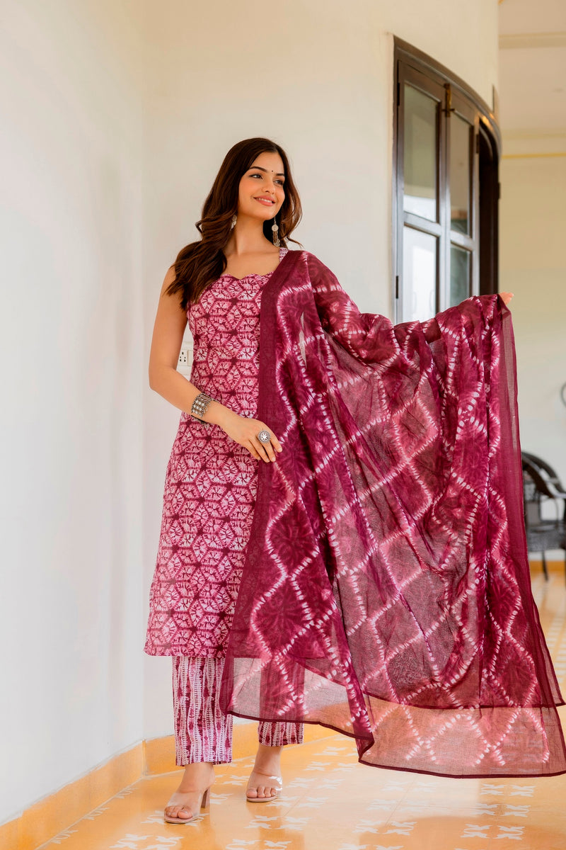 EthniFlair Floral Printed Kurta with Pyjamas & Dupatta