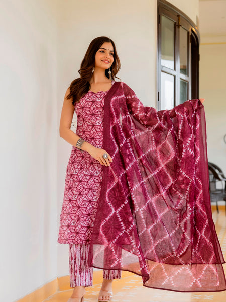 EthniFlair Floral Printed Kurta with Pyjamas & Dupatta