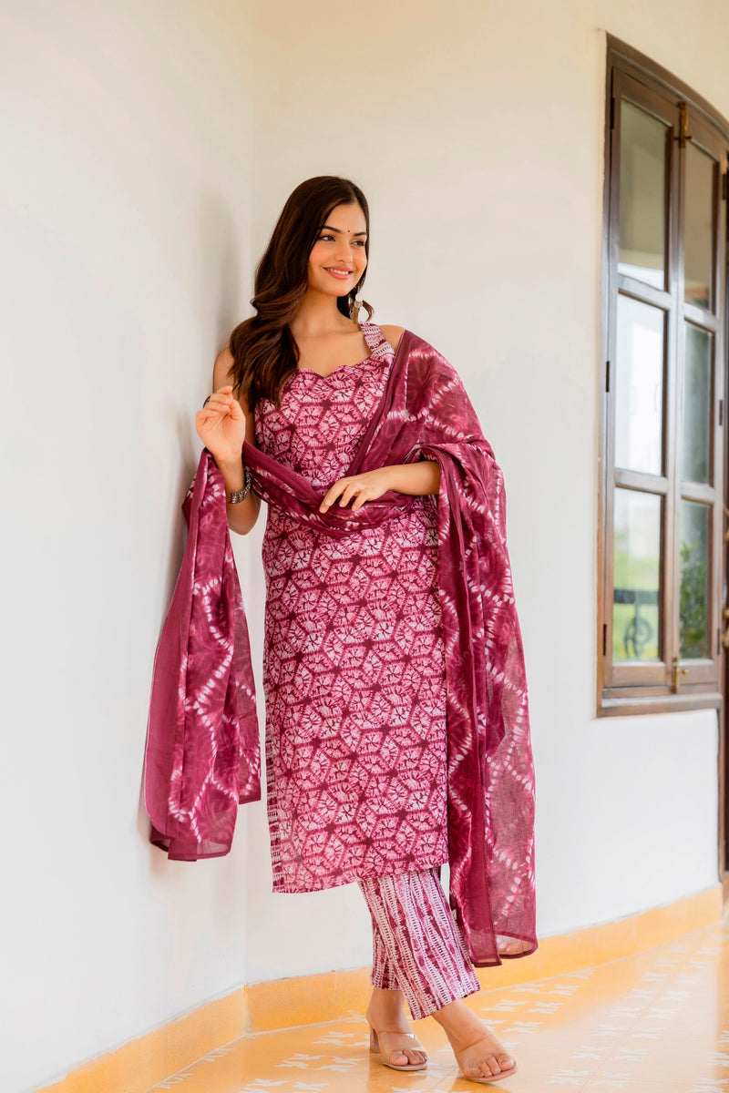 EthniFlair Floral Printed Kurta with Pyjamas & Dupatta