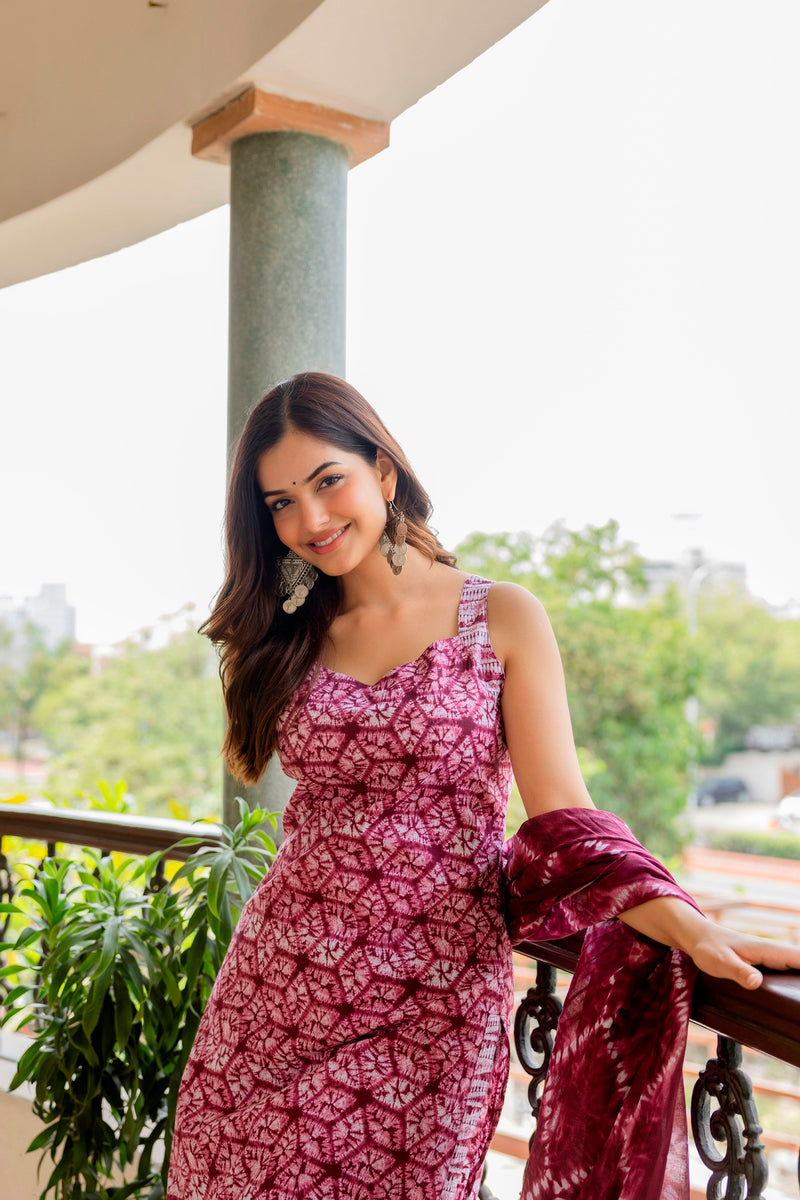 EthniFlair Floral Printed Kurta with Pyjamas & Dupatta