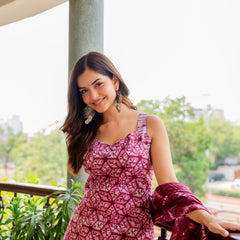 EthniFlair Floral Printed Kurta with Pyjamas & Dupatta