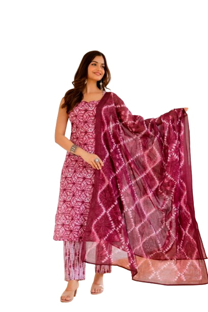 EthniFlair Floral Printed Kurta with Pyjamas & Dupatta