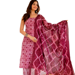EthniFlair Floral Printed Kurta with Pyjamas & Dupatta