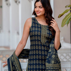 EthniFlair Floral Printed Kurta with Pyjamas & Dupatta