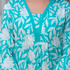 EthniFlair Floral Printed Aari Work Kurta with Trousers & Dupatta