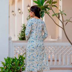 EthniFlair Floral Printed Aari Work Kurta with Palazzos & Dupatta