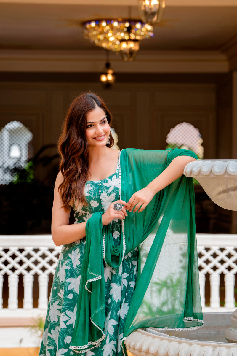 EthniFlair Floral Printed Floral Anarkali Kurta