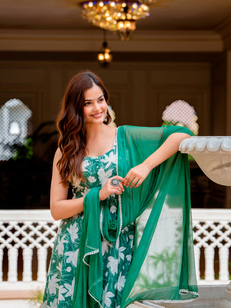 EthniFlair Floral Printed Floral Anarkali Kurta