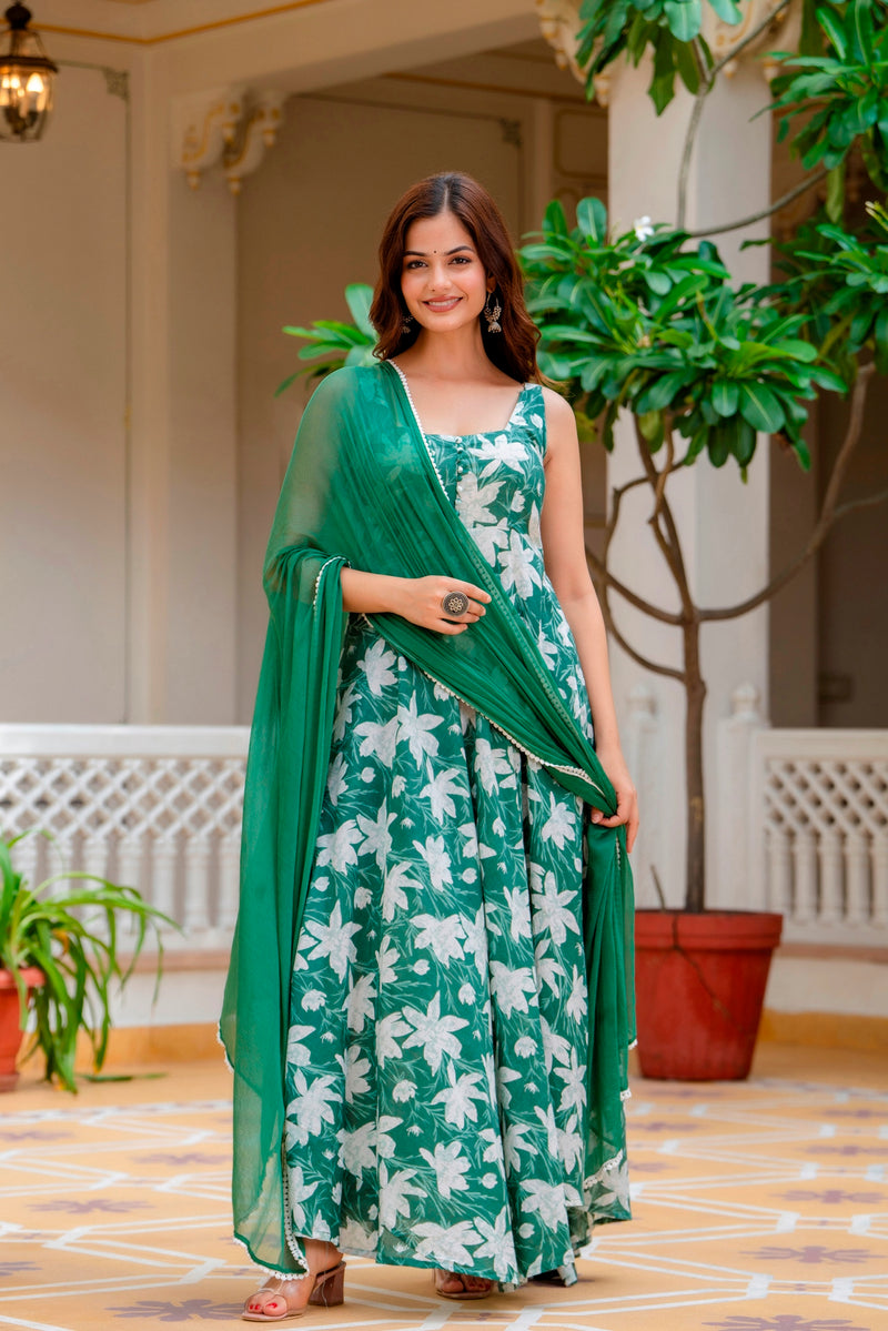 EthniFlair Floral Printed Floral Anarkali Kurta