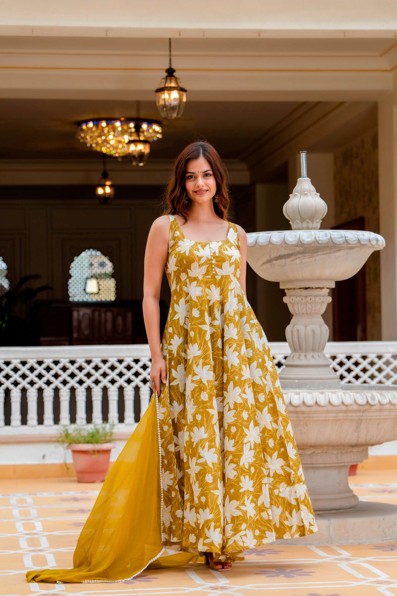 EthniFlair Floral Printed Floral Anarkali Kurta