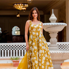 EthniFlair Floral Printed Floral Anarkali Kurta