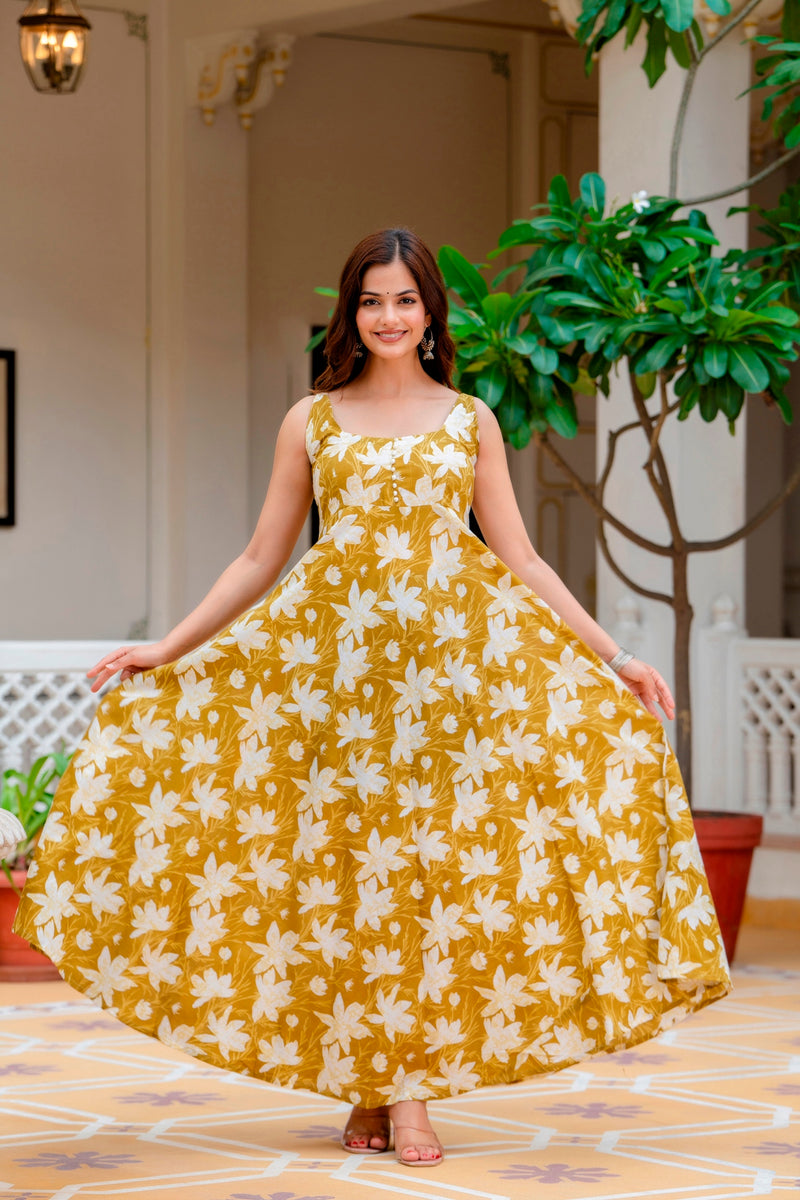 EthniFlair Floral Printed Floral Anarkali Kurta