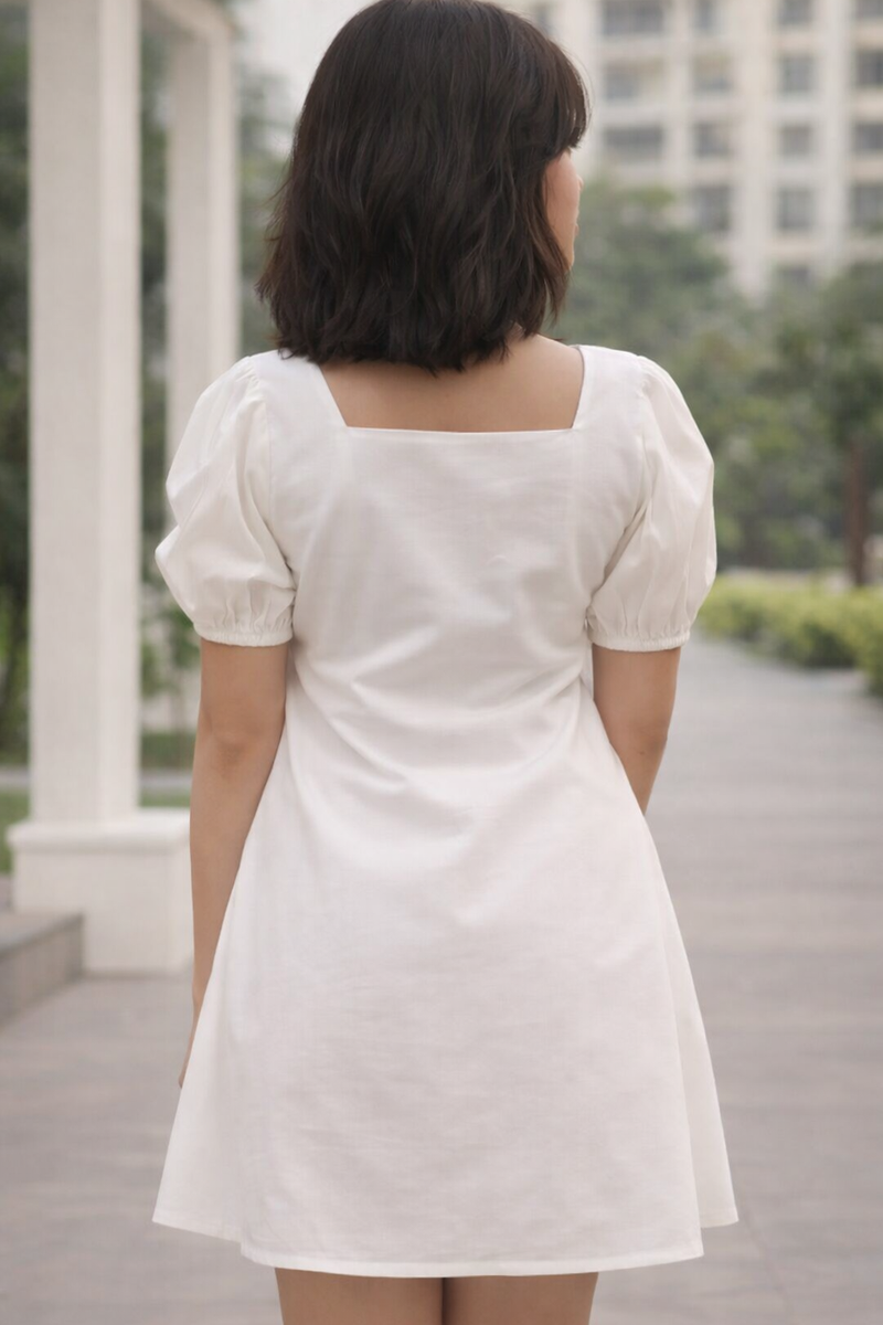 Puff Sleeves Fit and Flare Dress