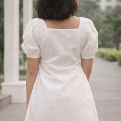 Puff Sleeves Fit and Flare Dress
