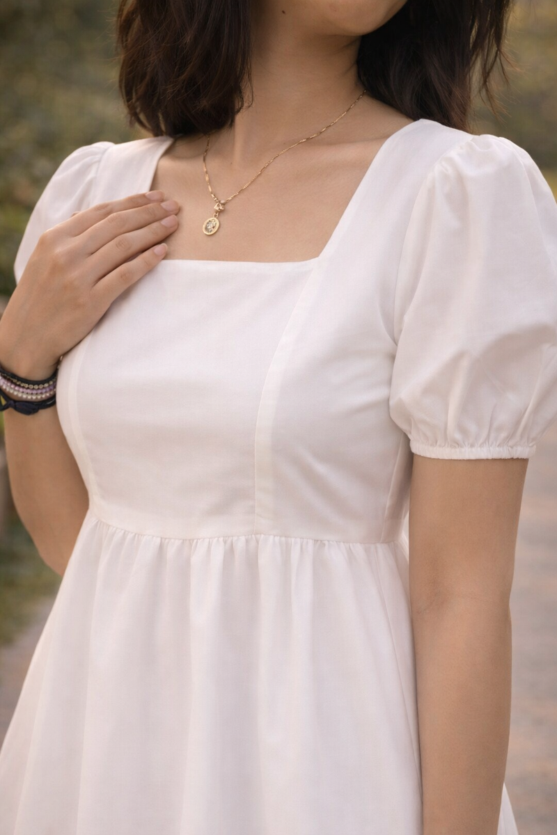 Puff Sleeves Fit and Flare Dress