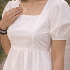 Puff Sleeves Fit and Flare Dress