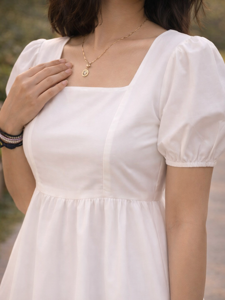 Puff Sleeves Fit and Flare Dress