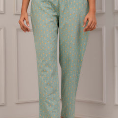 EthniFlair Floral Printed Panelled Aari Work Kurta with Trousers & Dupatta