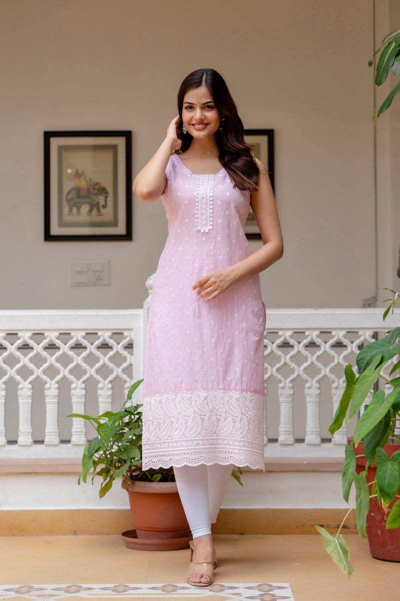 EthniFlair Ethnic Motifs Printed Sequinned Floral Kurta