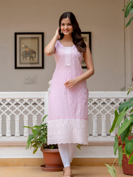 EthniFlair Ethnic Motifs Printed Sequinned Floral Kurta