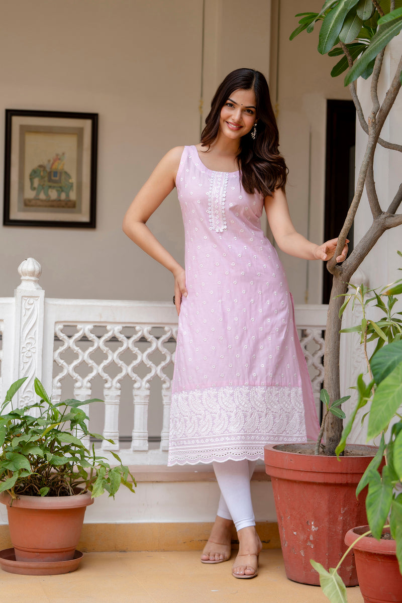 EthniFlair Ethnic Motifs Printed Sequinned Floral Kurta