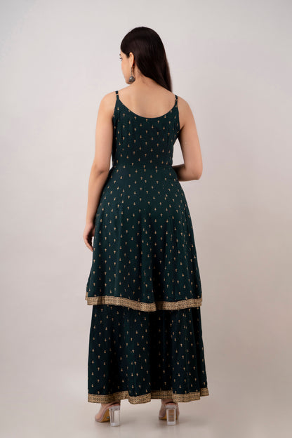 EthniFlair Women Floral Embroidered Kurta With Sharara & Dupatta