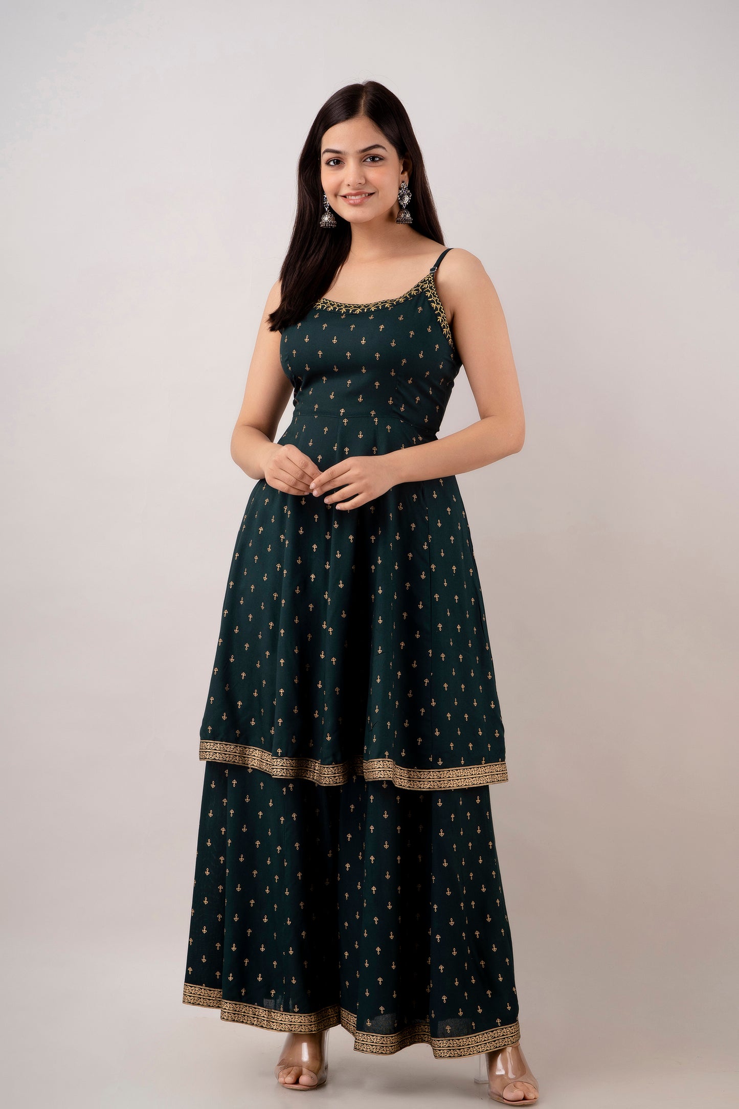 EthniFlair Women Floral Embroidered Kurta With Sharara & Dupatta
