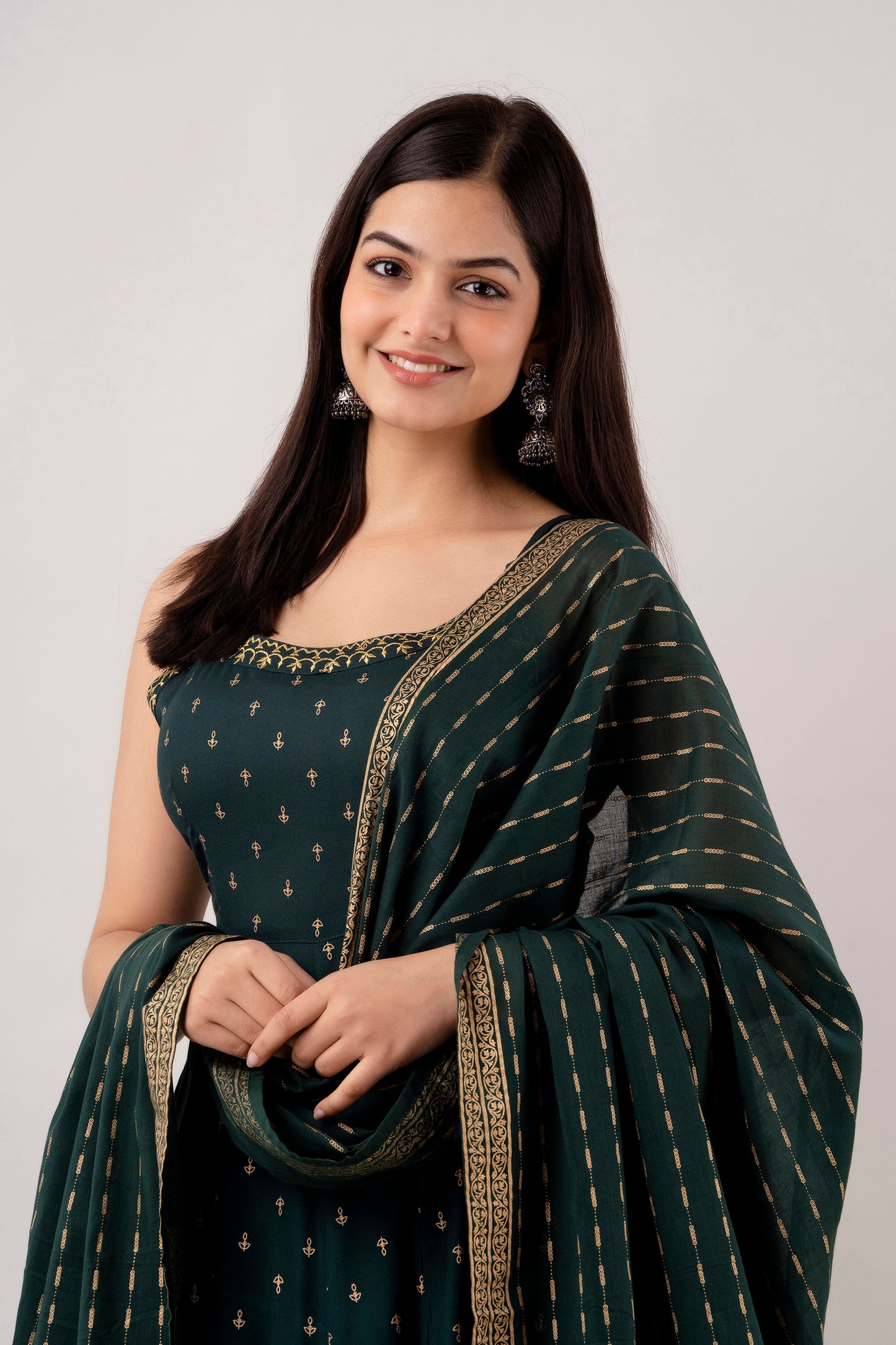 EthniFlair Women Floral Embroidered Kurta With Sharara & Dupatta