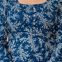 EthniFlair Floral Printed Empire Aari Work Kurta with Pyjamas & Dupatta